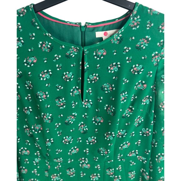 Boden Ada Midi Dress Green Floral With Puff Sleeves keyhole Neckline UK 6P US 2P - Picture 10 of 14